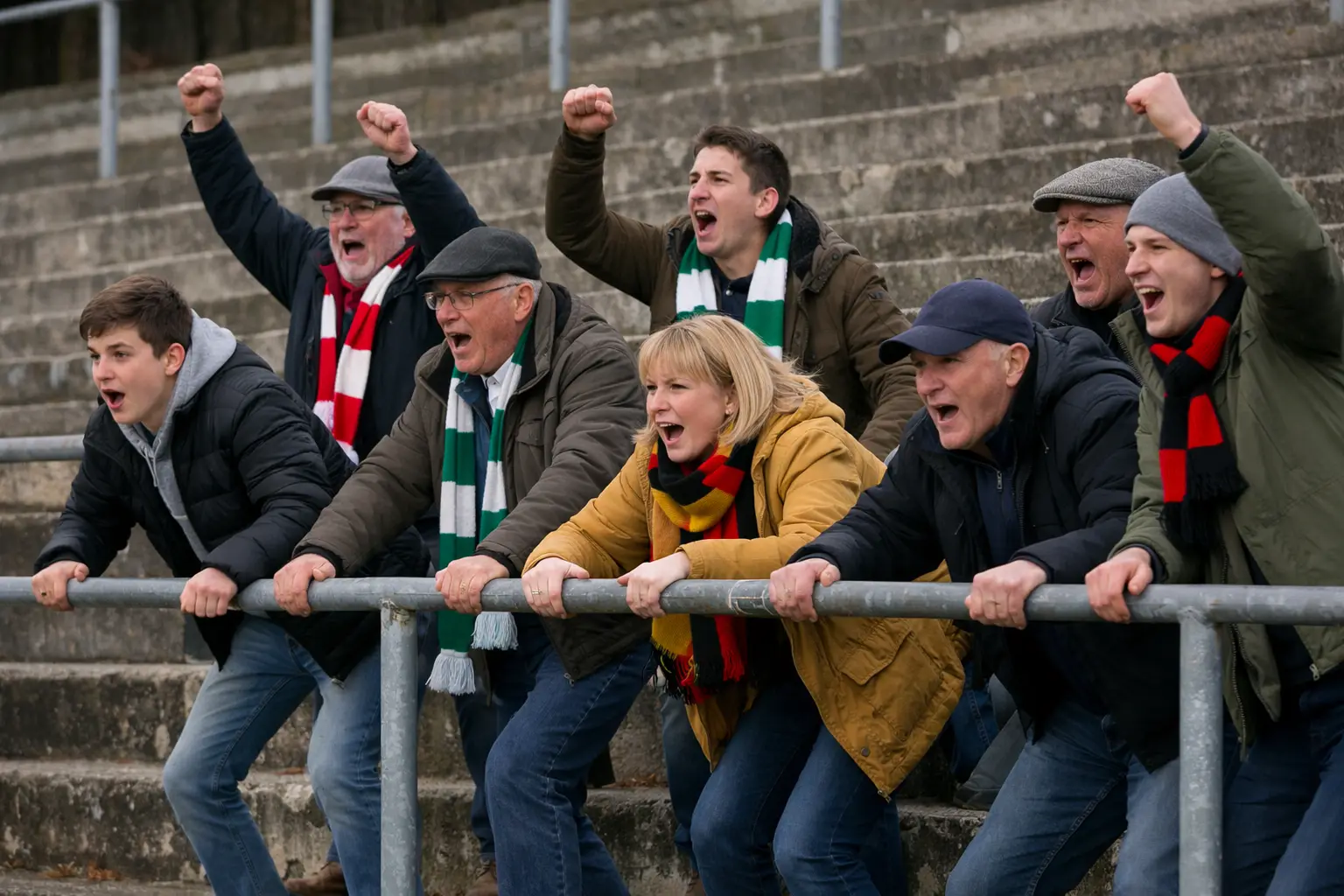 Leidenschaftliche Fans auf der Tribüne eines Regionalliga-Vereins