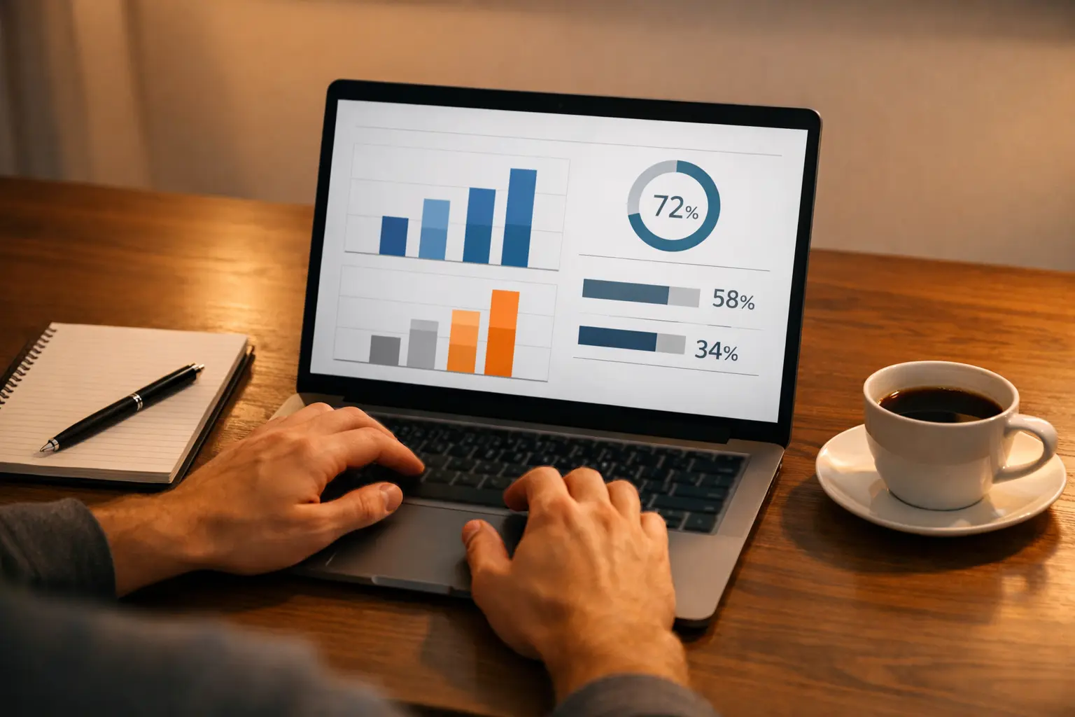 Person analysiert Wettquoten und Statistiken am Laptop